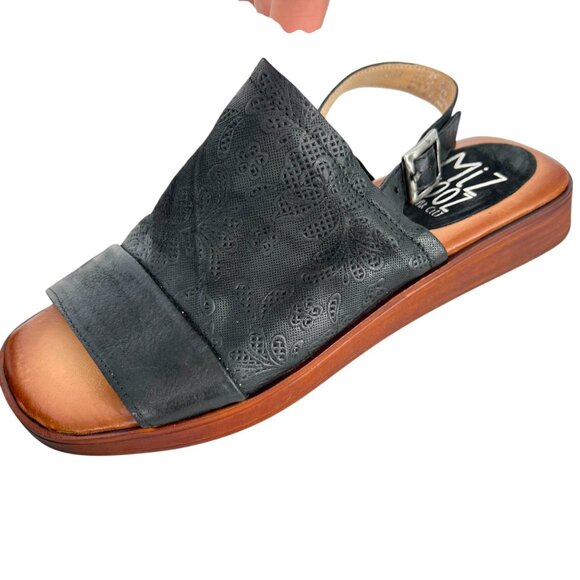 Miz Mooz Guava Black Leather Sandals Size 39 EU 9 US - Picture 3 of 12